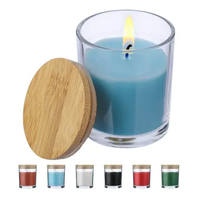 Candela Riven vetro coperchio bambù personalizzabile - Immagine 1