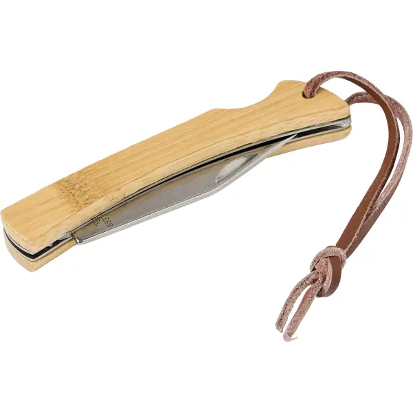 Coltello pieghevole in acciaio inox e bamboo Beckett - Immagine 1