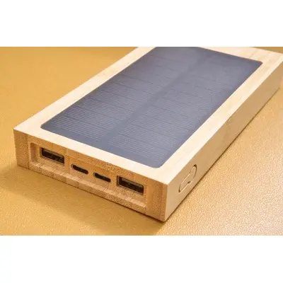 Caricatore solare ELZ 10000 mAh in bambù personalizzato - Immagine 7