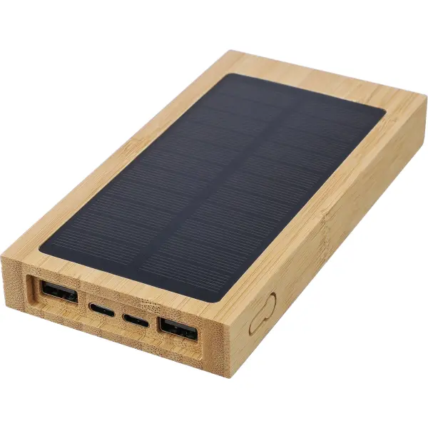 Caricatore solare ELZ 10000 mAh in bambù personalizzato - Immagine 1