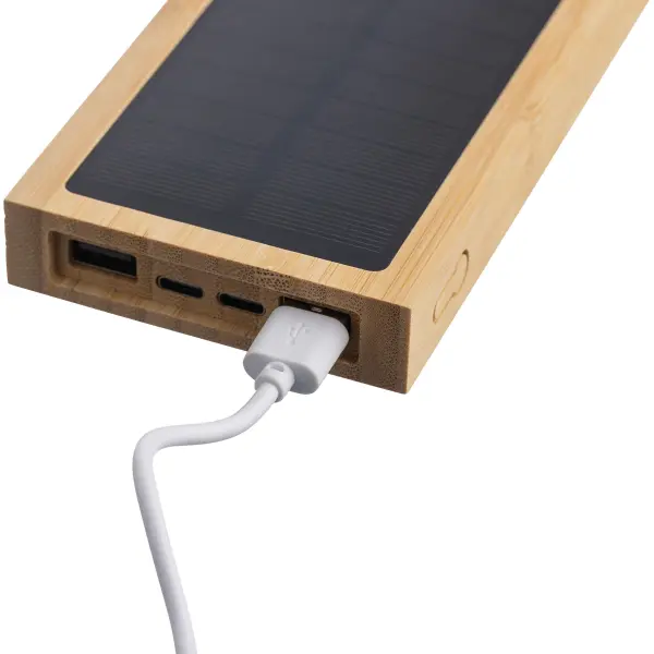 Caricatore solare ELZ 10000 mAh in bambù personalizzato - Immagine 6