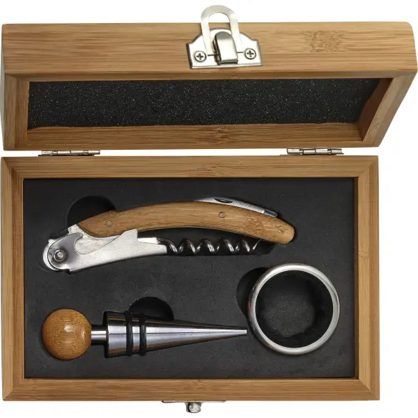 Set vino in bamboo ed acciaio inox Leonie - Immagine 7