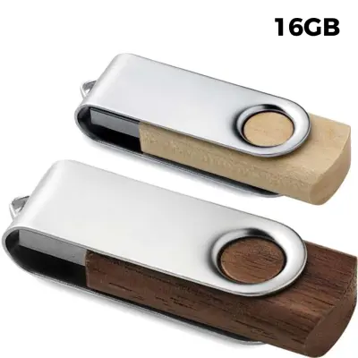 USB 16GB Flash Drive Promozionale - Twister Legno - Immagine 1