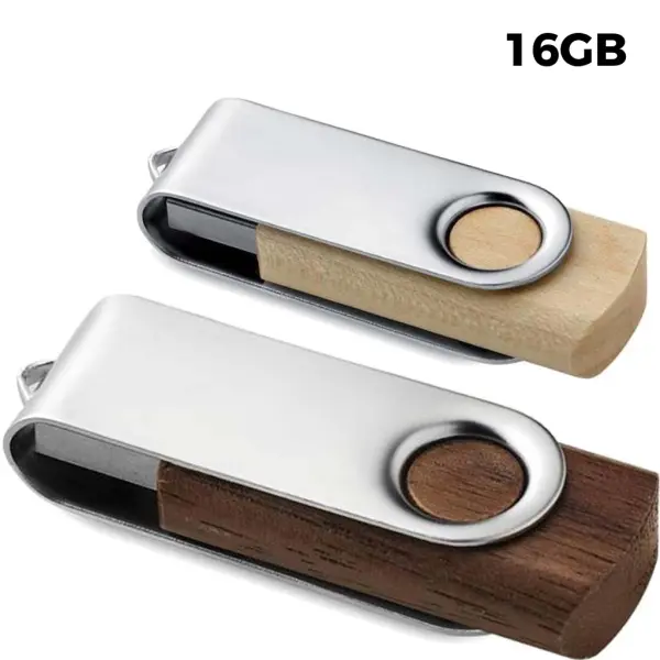 USB 16GB Flash Drive Promozionale - Twister Legno - Immagine 1