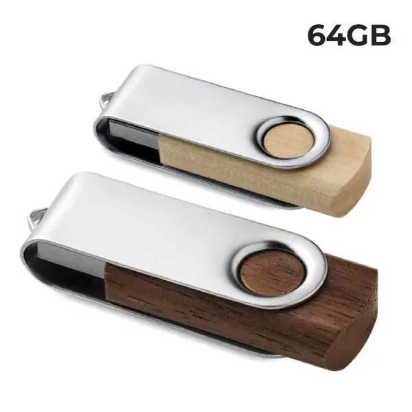 USB 64GB Chiavetta USB Pubblicitaria - Twister Legno - Immagine 1