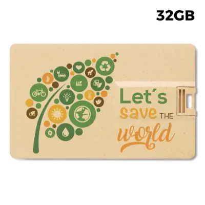 USB 32GB Flash Drive Personalizzabile - Credit Card Paglia - Immagine 1