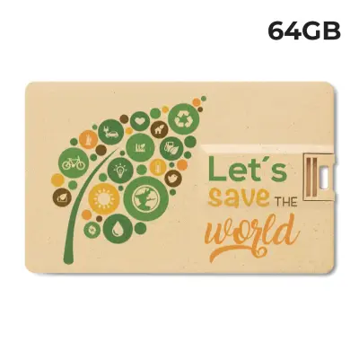 USB 64GB Chiavetta USB Promozionale - Credit Card Paglia