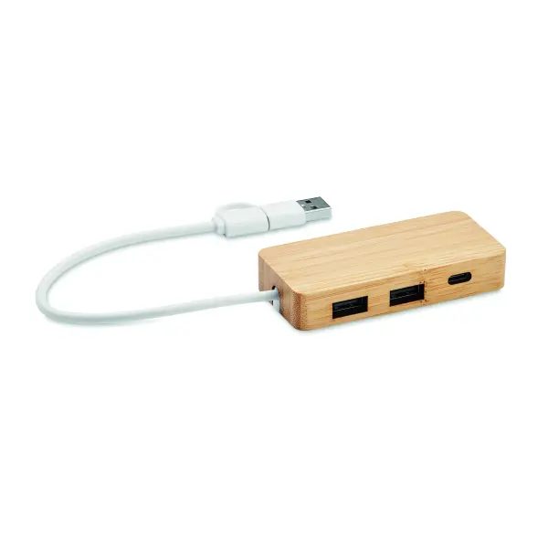 Hub USB a 3 porte in bamboo - HUBBAM - Immagine 1