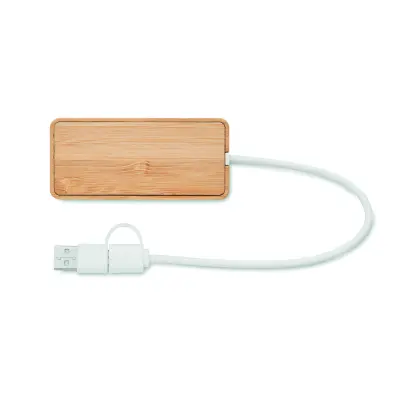 Hub USB a 3 porte in bamboo - HUBBAM - Immagine 2