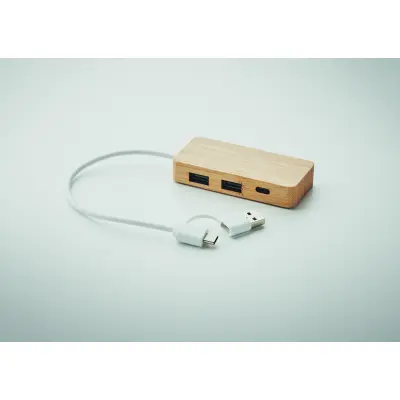 Hub USB a 3 porte in bamboo - HUBBAM - Immagine 3