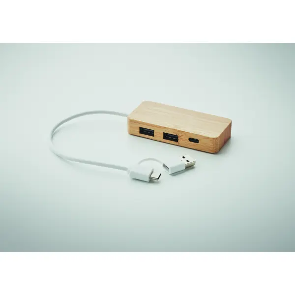 Hub USB a 3 porte in bamboo - HUBBAM - Immagine 3