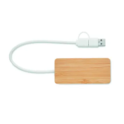 Hub USB a 3 porte in bamboo - HUBBAM - Immagine 4