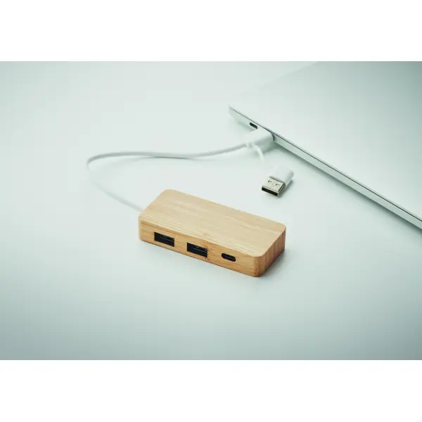 Hub USB a 3 porte in bamboo - HUBBAM - Immagine 7