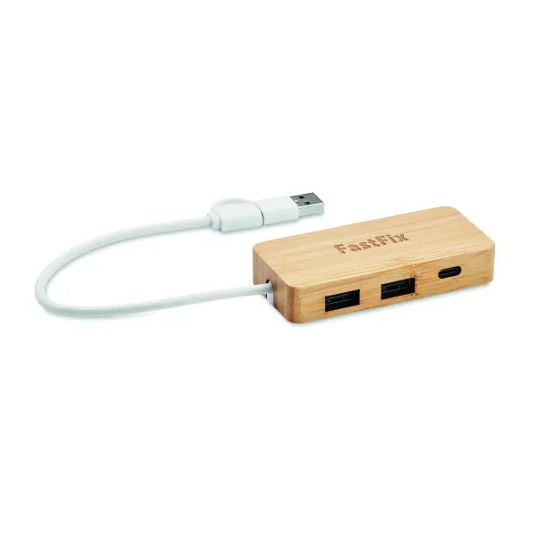 Hub USB a 3 porte in bamboo - HUBBAM - Immagine 5