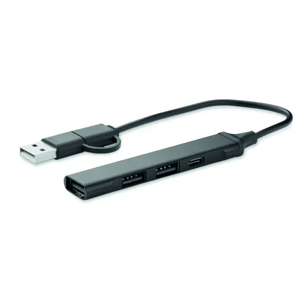 Hub usb CURRENT in alluminio riciclato personalizzato - Immagine 1