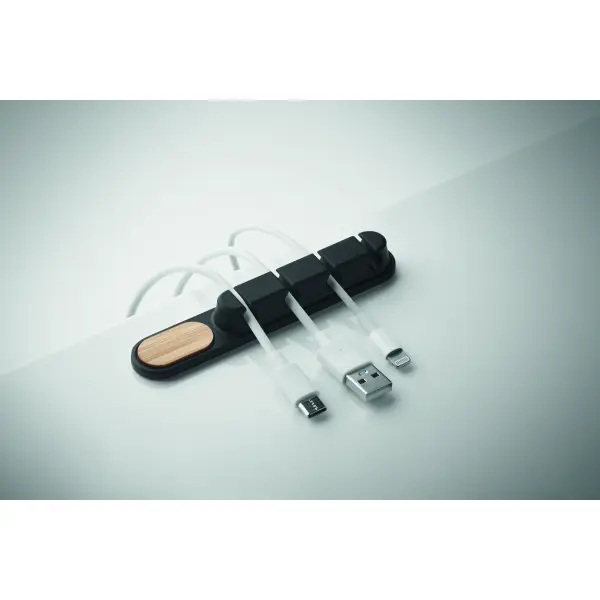 Organizzatore cavi ORDER in silicone e bambù personalizzato - Immagine 5