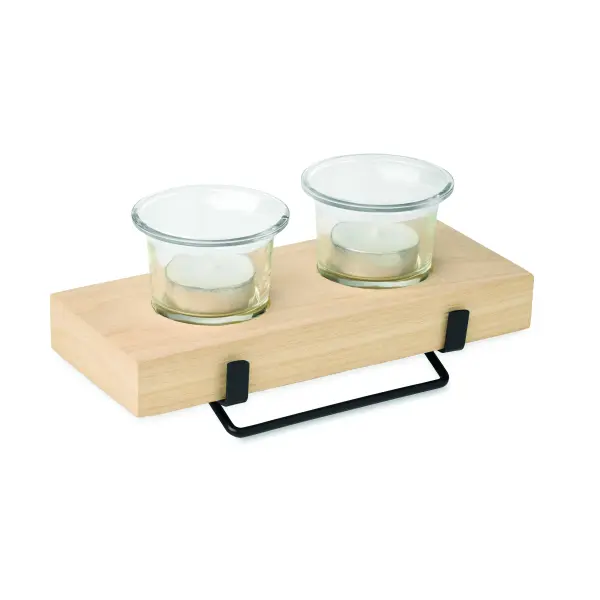 Porta tealight IRONDLE in legno e ferro personalizzato - Immagine 1