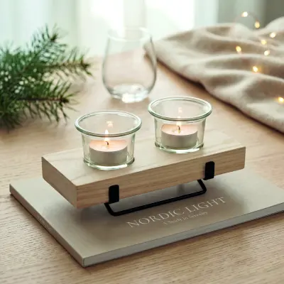 Porta tealight IRONDLE in legno e ferro personalizzato - Immagine 3