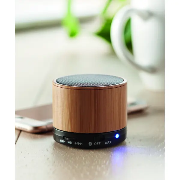 Speaker bluetooth in bamboo - 3W - ROUND BAMBOO - Immagine 6