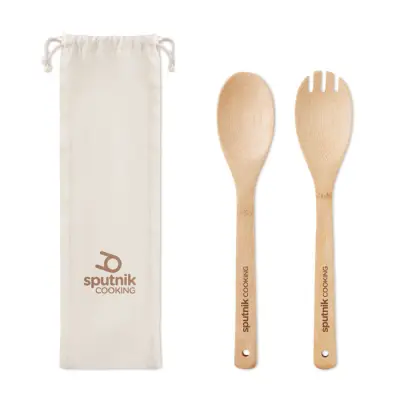 Set utensili insalata MAYEN SET bamboo personalizzato - Immagine 2