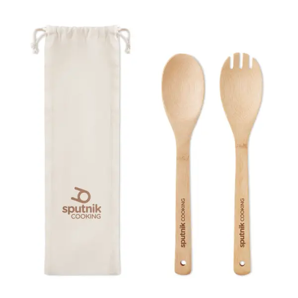 Set utensili insalata MAYEN SET bamboo personalizzato - Immagine 2