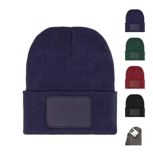 Cappello invernale PATCHIE in RPET con patch con stampa del tuo logo - Immagine 1