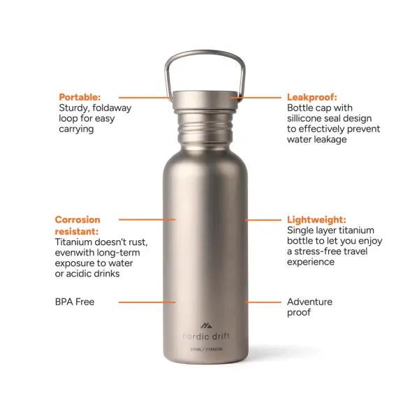 Borraccia in titanio NORDIC DRIFT 600ml con stampa - Immagine 2
