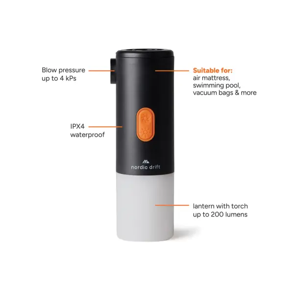 Pompa e luce da campeggio NORDIC DRIFT TITAN 2000 mAh con stampa - Immagine 2