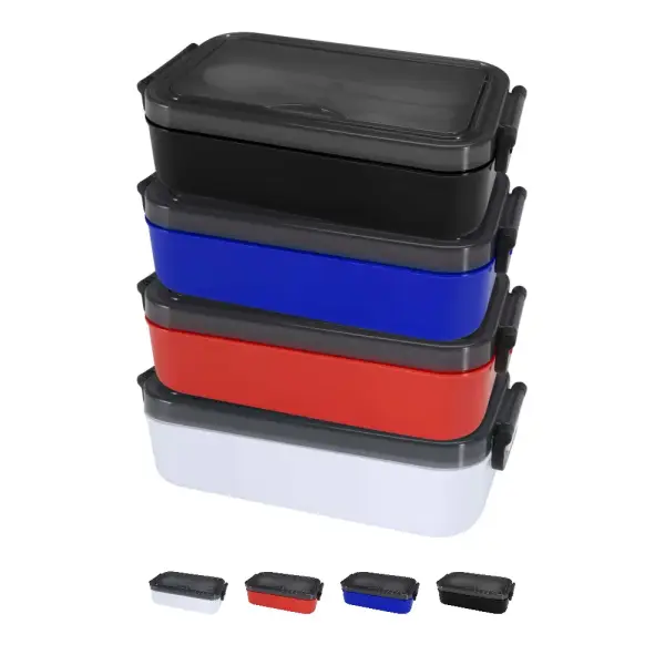Portavivande con set di posate SNAPPY, 1000 ml con stampa del tuo logo - Immagine 1