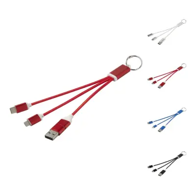 Cavo di ricarica in alluminio 4 in 1 e portachiavi Metal
