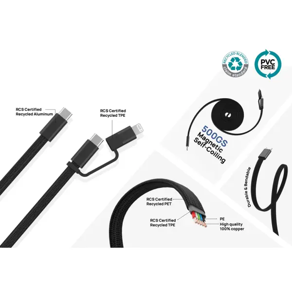 Cavo magnetico 2in1 ARC ultra fine da 60W con stampa - Immagine 37