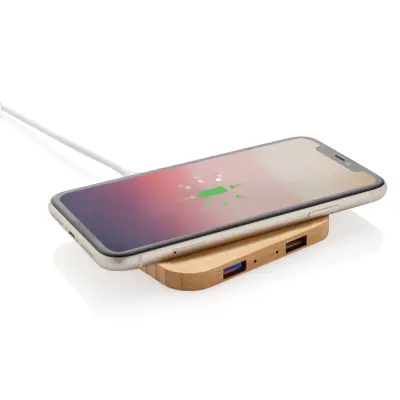 Bamboo 5W wireless charger with USB - Immagine 3