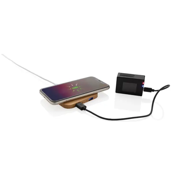 Bamboo 5W wireless charger with USB - Immagine 5