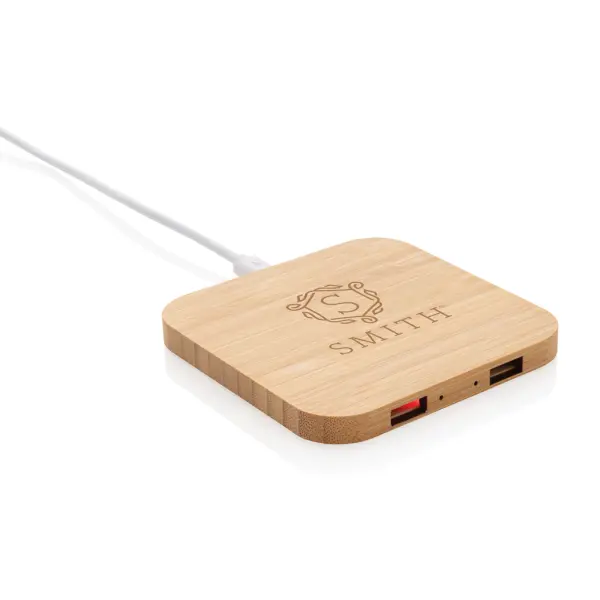 Bamboo 5W wireless charger with USB - Immagine 7