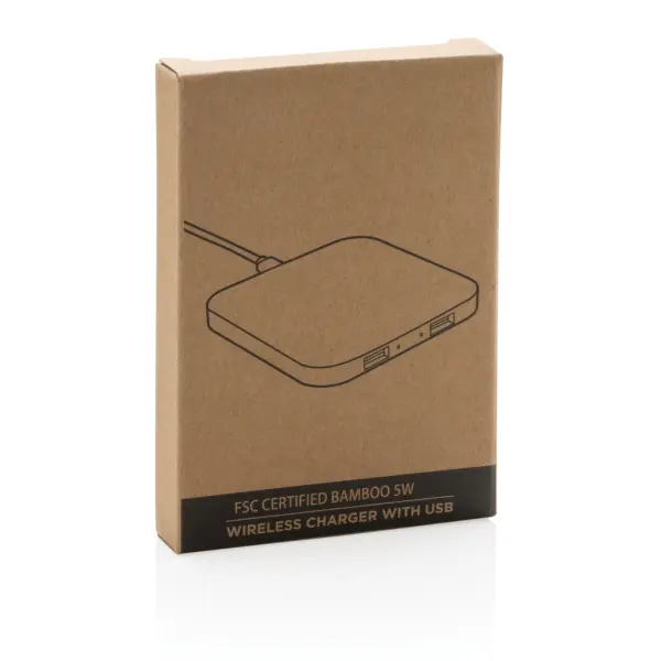 Bamboo 5W wireless charger with USB - Immagine 6