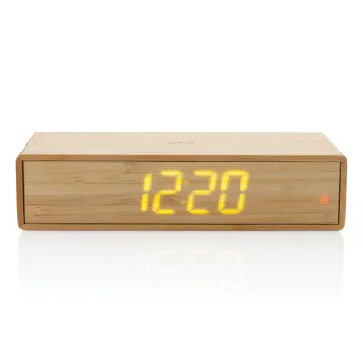 Orologio sveglia in bambù con caricatore wireless 5W - Immagine 5