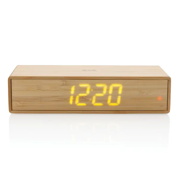 Orologio sveglia in bambù con caricatore wireless 5W - Immagine 5