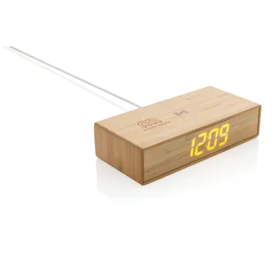 Orologio sveglia in bambù con caricatore wireless 5W - Immagine 10