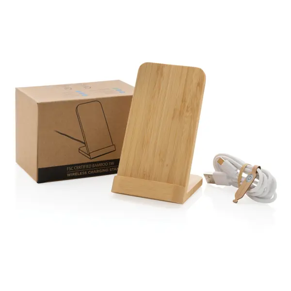 Supporto ricarica wireless 5W in bambù - Immagine 5