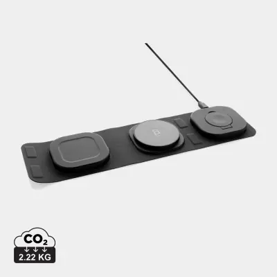 Caricatore wireless 15W 3 in 1 Swiss Peak in rPlastica