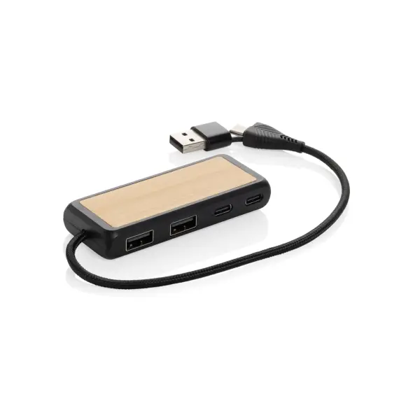 Hub USB doppio input Link in plastica e bambù riciclati - Immagine 1