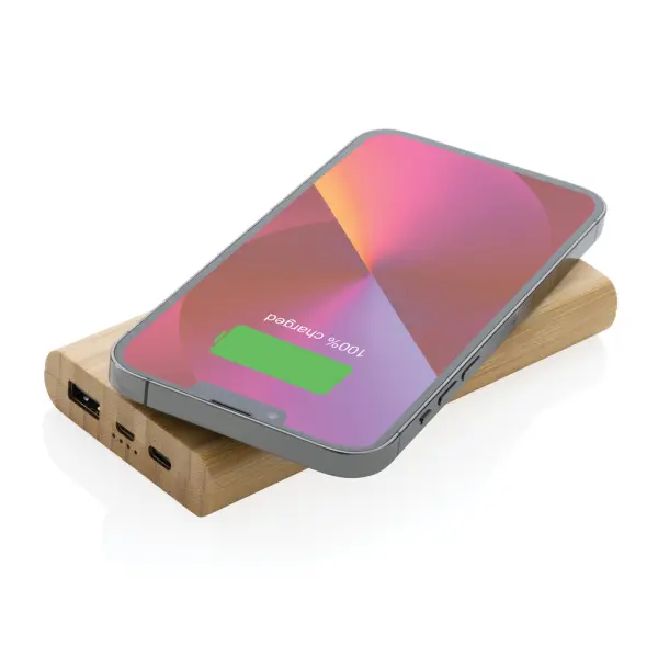 Powerbank wireless 8000 mAh 5W in bambù - Immagine 4