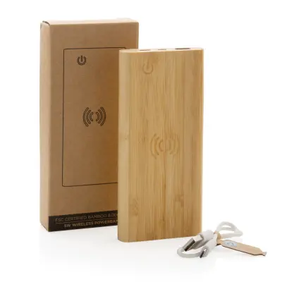 Powerbank wireless 8000 mAh 5W in bambù - Immagine 8