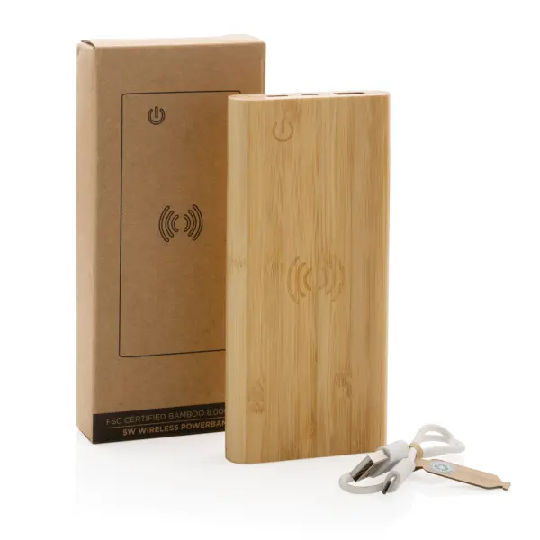 Powerbank wireless 8000 mAh 5W in bambù - Immagine 8
