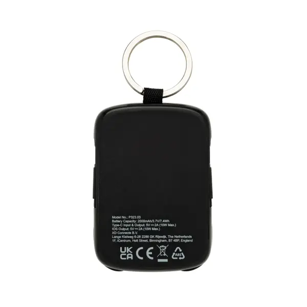Portachiavi in plastica NE XO con powerbank 2000 mAh personalizzabile - Immagine 8