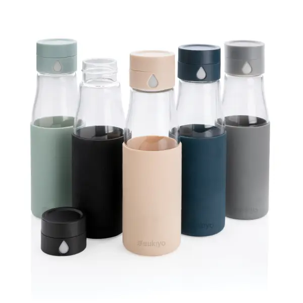Ukiyo glass hydration tracking bottle with sleeve - Immagine 10