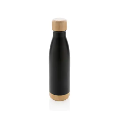 Vacuum stainless steel bottle with bamboo lid and - Immagine 2