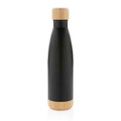 Vacuum stainless steel bottle with bamboo lid and - Immagine 3