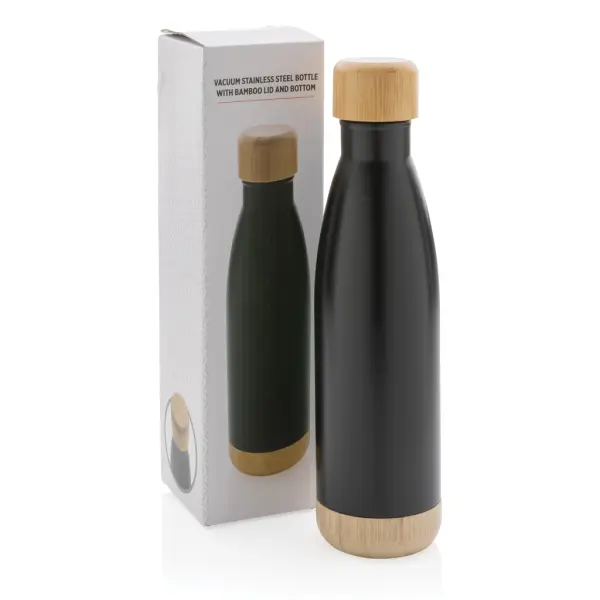 Vacuum stainless steel bottle with bamboo lid and - Immagine 6