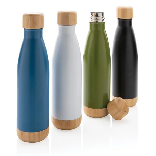 Vacuum stainless steel bottle with bamboo lid and - Immagine 29